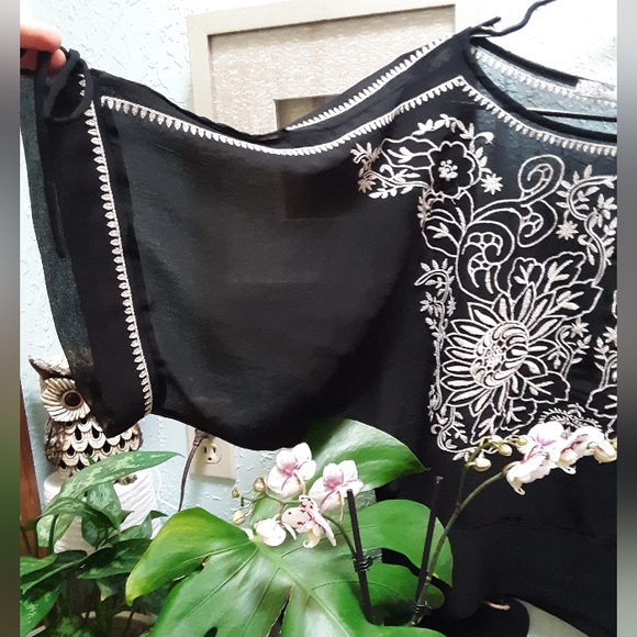 Zahada embroidered kimono sleeve top womens M sheer ❤ - Picture 7 of 7
